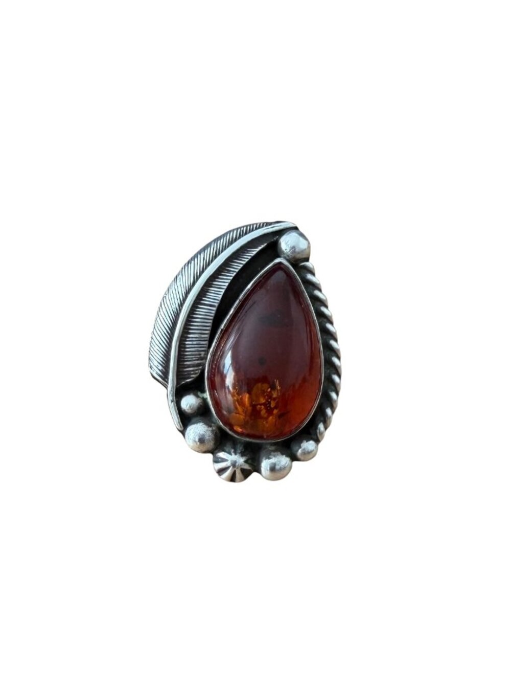 Lover Handmade Jewelry Amber and Sterling Silver Ring